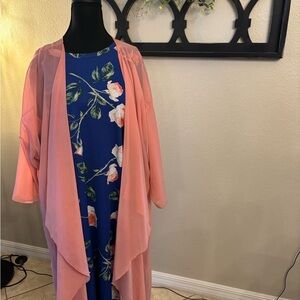 Lularoe OUTFIT. Floral Carly hi low dress 3xl with solid Shirley XL